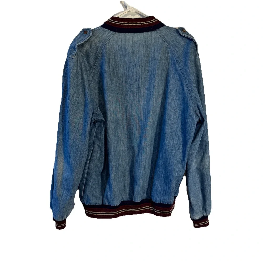 Vintage Koret City Blues Denim Bomber Style Jacket Large Pockets Lightweight